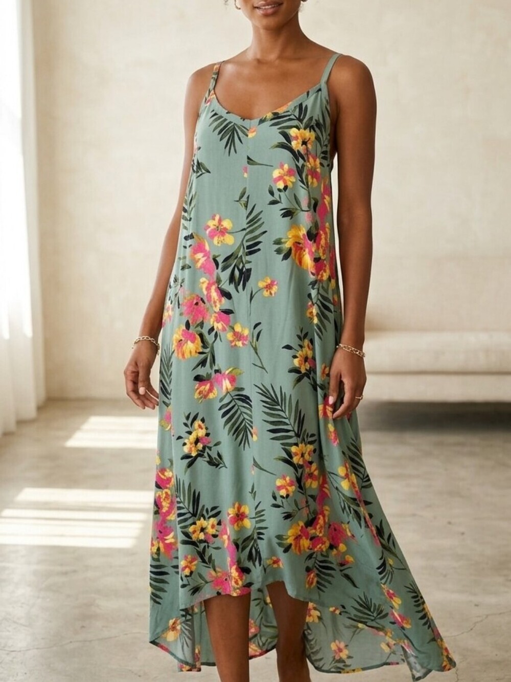 torrid Teal Floral Spaghetti Size 1x Strap Maxi Dress